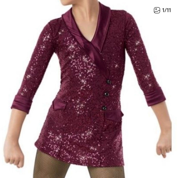 Dance Costume Weissman Red Maroon Sequin Jacket Child Medium Tuxedo Competition - Picture 1 of 7